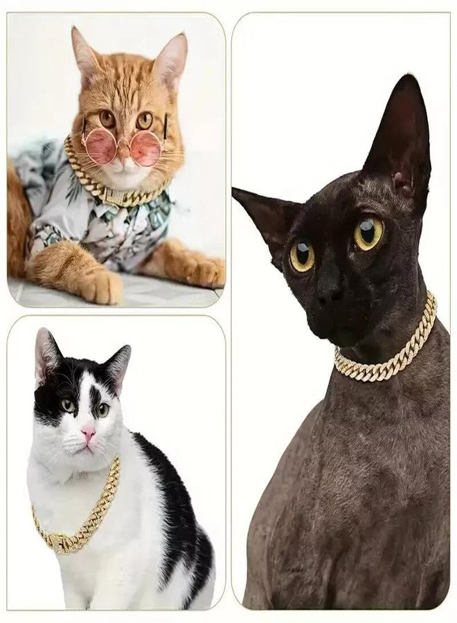 Pluzmecalm 1Pc 9inch Gold Dog Chain Diamond Collar Walking Metal Chain Necklace with Secure Buckle Pet Cuban Style Collar Jewelry Accessories for Small Medium Large Dog Cats (13mm Wide) - Image 5